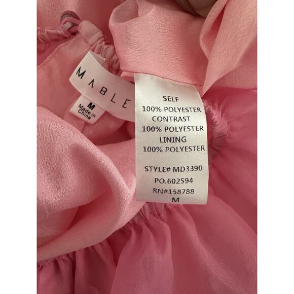 MABLE Babydoll RUFFLE BABYDOLL Mini Dress Size M Pink - Picture 9 of 10